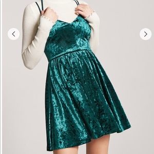 Velvet green cami dress